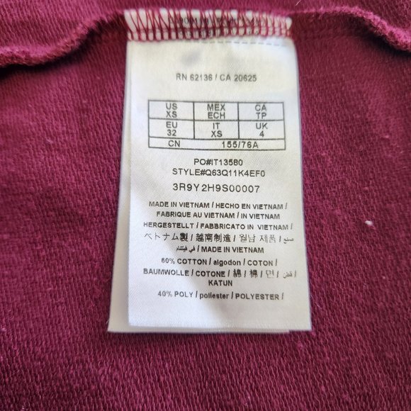 GUESS [XS] Burgundy Long Sleeved Crew Neck Open Back Guess Sweater - Picture 4 of 8